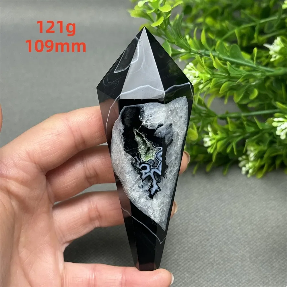 Natural Black Onyx Tip Scepter Super Power Reiki Energy Chakra Spiritual Healing Wizard Witchcraft Meditation Home Decor Gift
