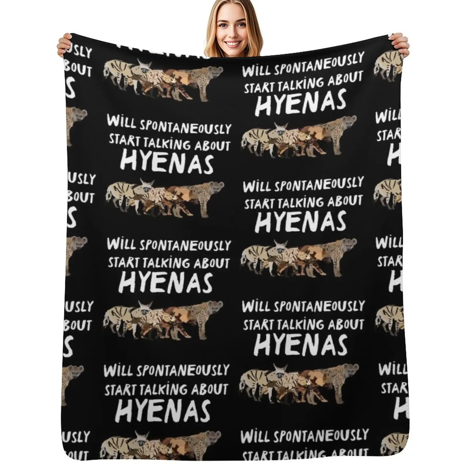 Will Spontaneously Start Talking About Hyenas Throw Blanket Shaggy Furry Soft Blanket for Bedroom Living Room