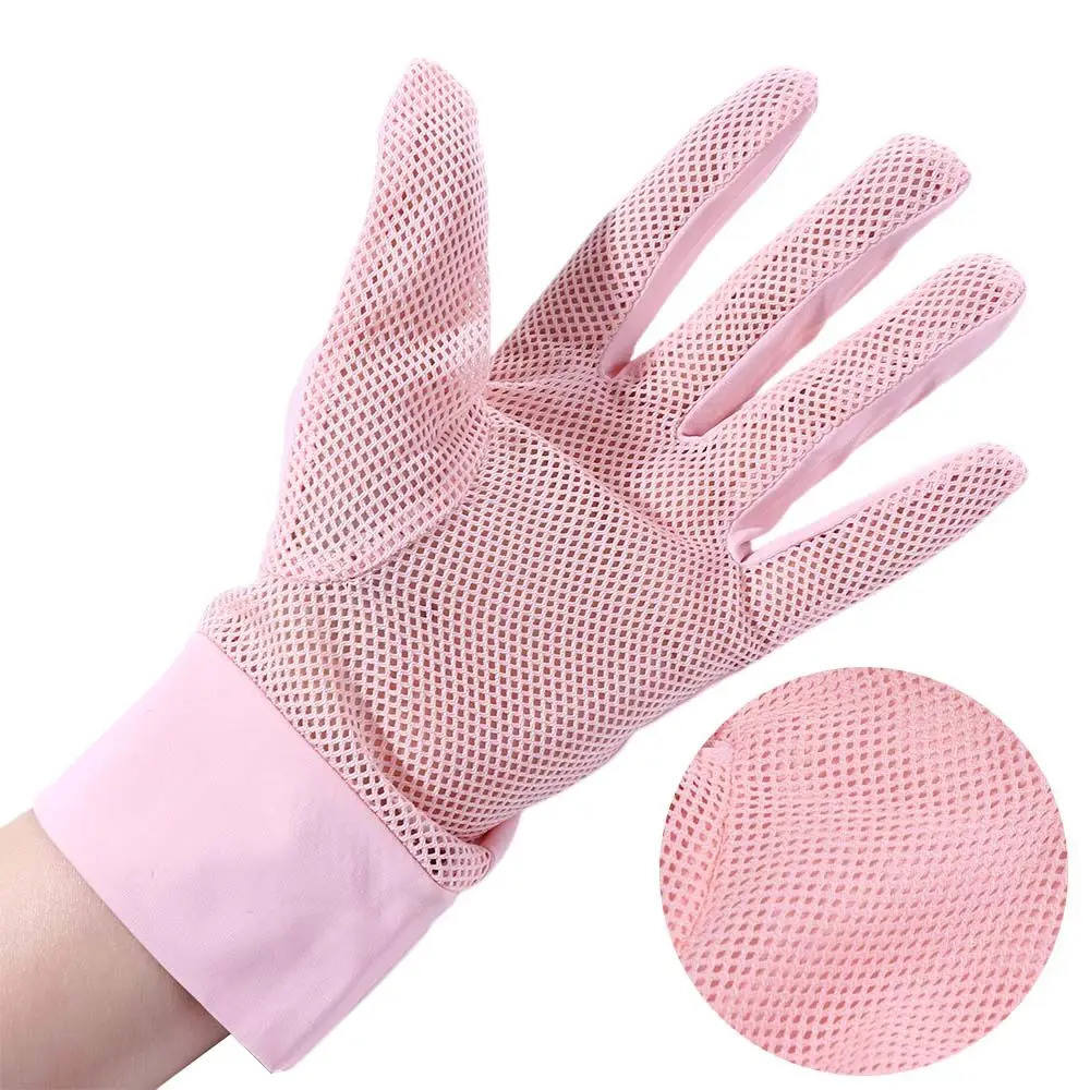 

Women Fashion Mesh Breathable Ice Silk UPF 50+ Driving Gloves Touch Screen Mittens Sunscreen Gloves