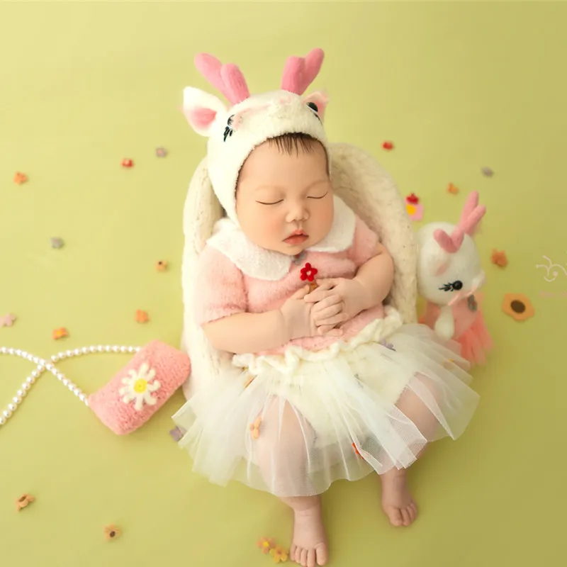 ❤️CYMMHCM pakaian fotografi bayi, topi Naga + pakaian + boneka 3 potong/set, aksesori alat peraga foto bayi, pakaian tembak Studio