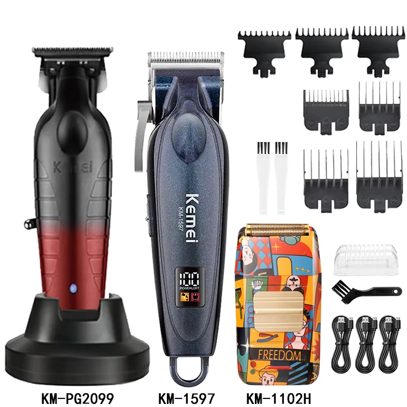 Kemei Professional Electric Hair Clipper Rechargeable Graffiti Pattern Beard Trimmer Men's Shaver KM-PG2099 KM-1597 KM-1102H