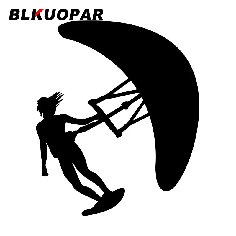BLKUOPAR Single-handed Inclined Kite Surfing Car Stickers Water Adventure Decal Sunscreen Die Cut VAN Bumper Car Goods