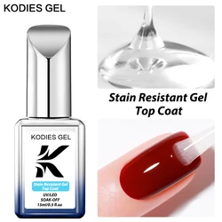 KODIES GEL Super Shine Top Coat UV Gel Nail Polish 15ML Stain/Oil Resitant Top Coat No Wipe Rubber Base for Manicure Nails Art