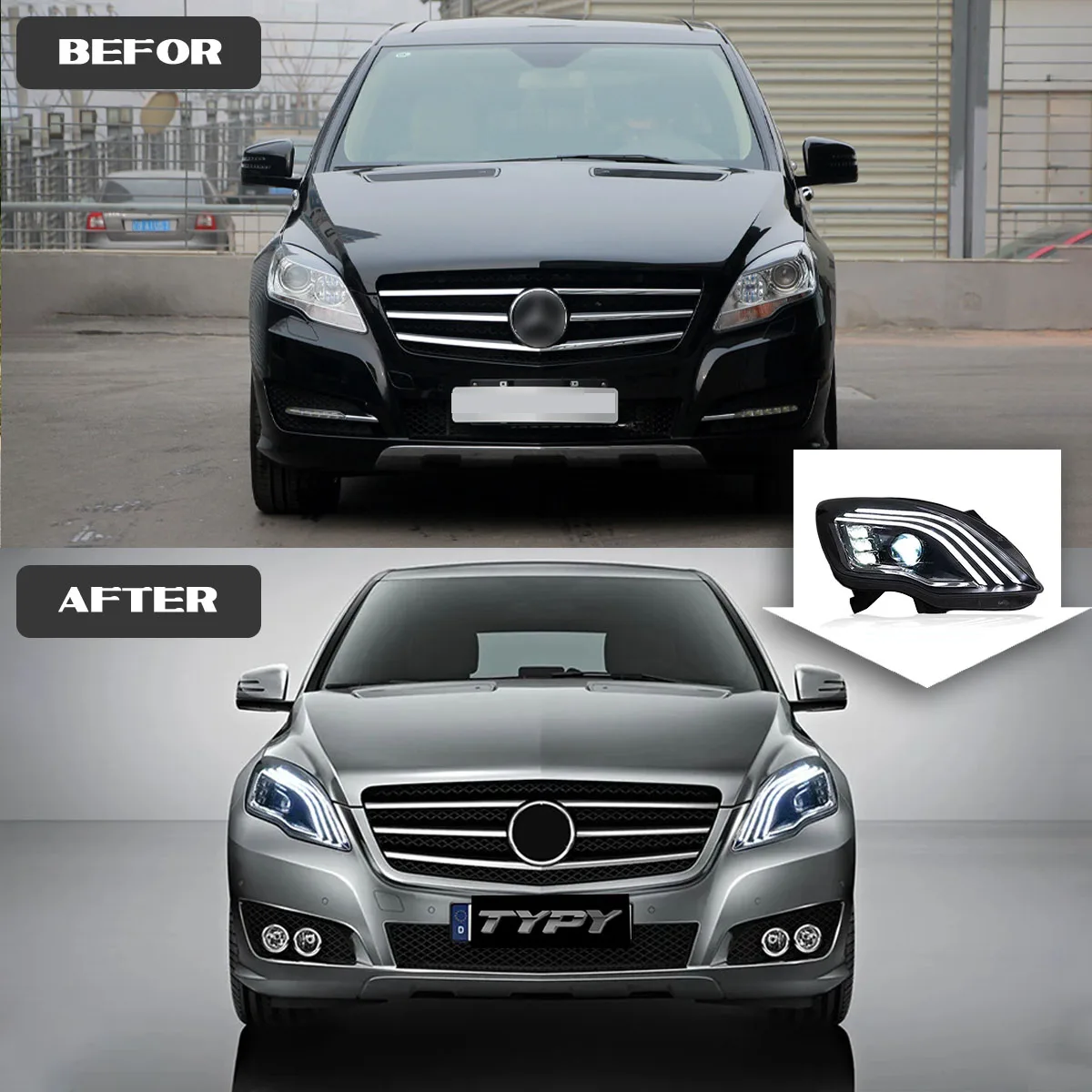 TYPY Car Headlights For Benz R-Class W251 LED Car lamps R300 R320 R400 Upgrade To Maybach Styling Plug And Play