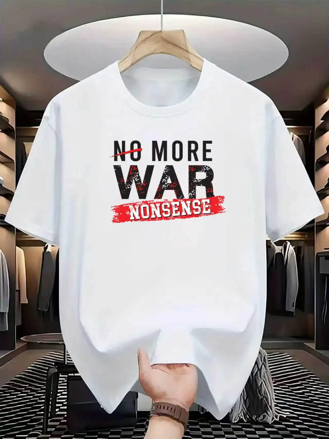 Men's summer fashion brand clothing casual business short sleeved loose sleeved multifunctional round neck T-shirt breathable