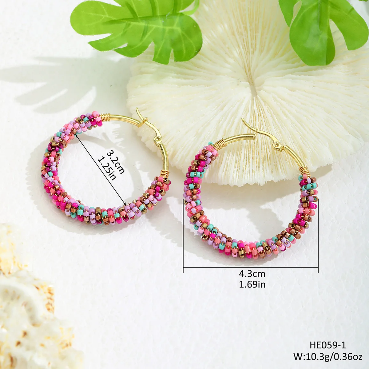 A Pair of Fashionable Design Handmade Creative Ethnic Style Earrings Retro Literary Earrings Mixed Colorful Rice Beads Hand-wove