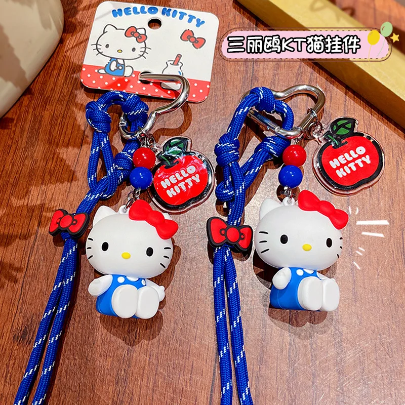 NEW Kawaii Sanrio Hello Kitty Doll Keychain Pendant Cartoon Cute PVC Car Key Anti-Lost Pendant Backpack Pendant Birthday Gift