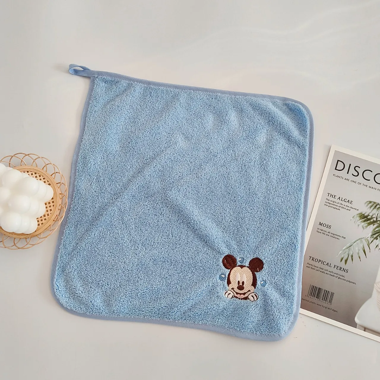 Miniso toalha quadrada bordada dos desenhos animados coral veludo toalha infantil absorver água macia de secagem rápida toalha de mão para limpar o rosto