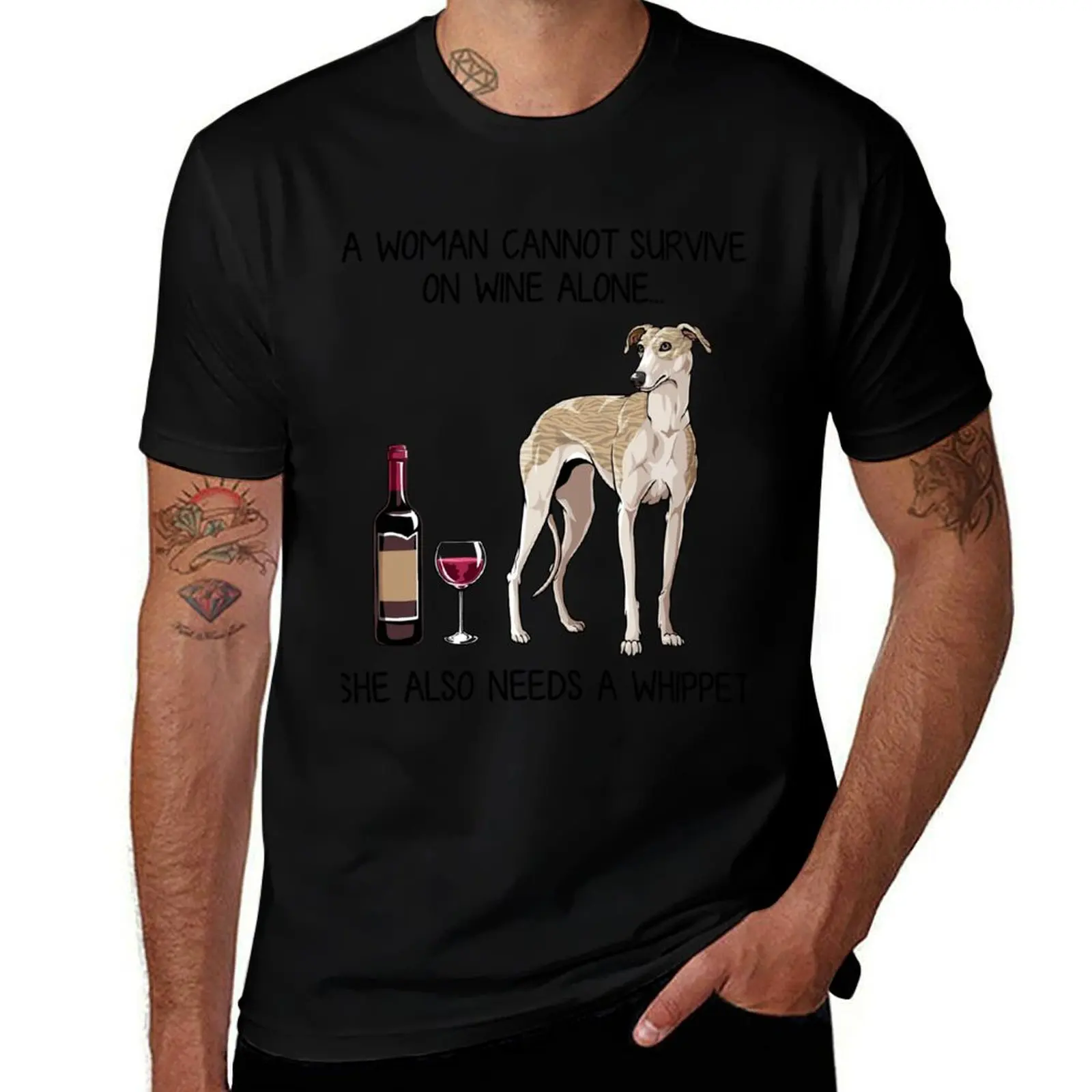 

Whippet dog and wine Funny gift for dog mom T-Shirt Performance Dry Fit T-Shirt