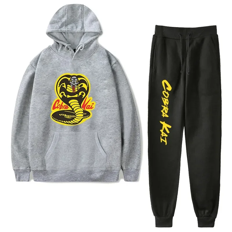 2024 New Brand Men Hoodie Suit Tracksuit Men\'s Sets Sportswear Hoodie+pants Cobra Kai Print Casual Autumn Male Fashion Clothing