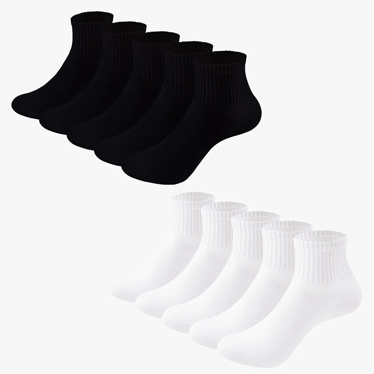 1/5 Paar Damen-Söckchen mit niedrigem Schnitt, Sommer, solide, atmungsaktive, weiche Viertel-Socken für Workout, Freizeit, Wandern, Laufen, Sport, Unisex