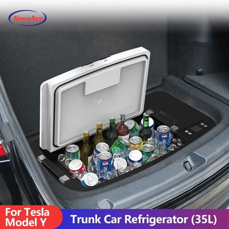 Car Refrigerator APP Control 35 Liter for Tesla Model Y 12 Volt Portable Compressor Freezer Cooler Fridge Outdoor Travel Camping