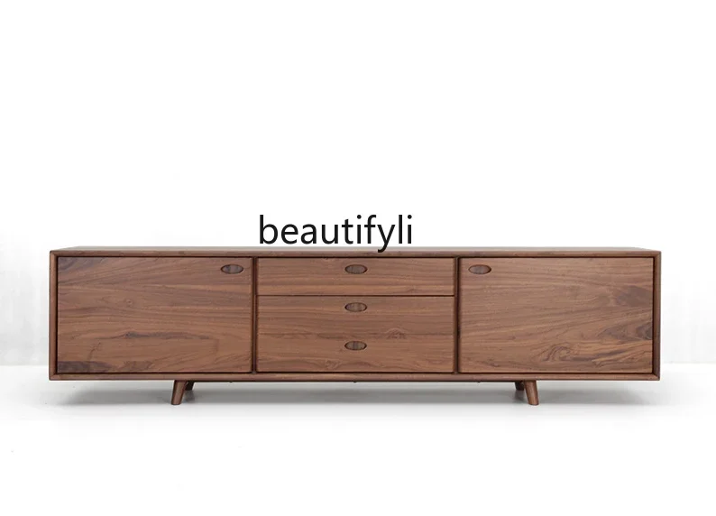 

K185 Black Walnut Solid Wood Sideboard Simple Nordic TV Cabinet North America Black Walnut Wooden Furniture All Solid Wood