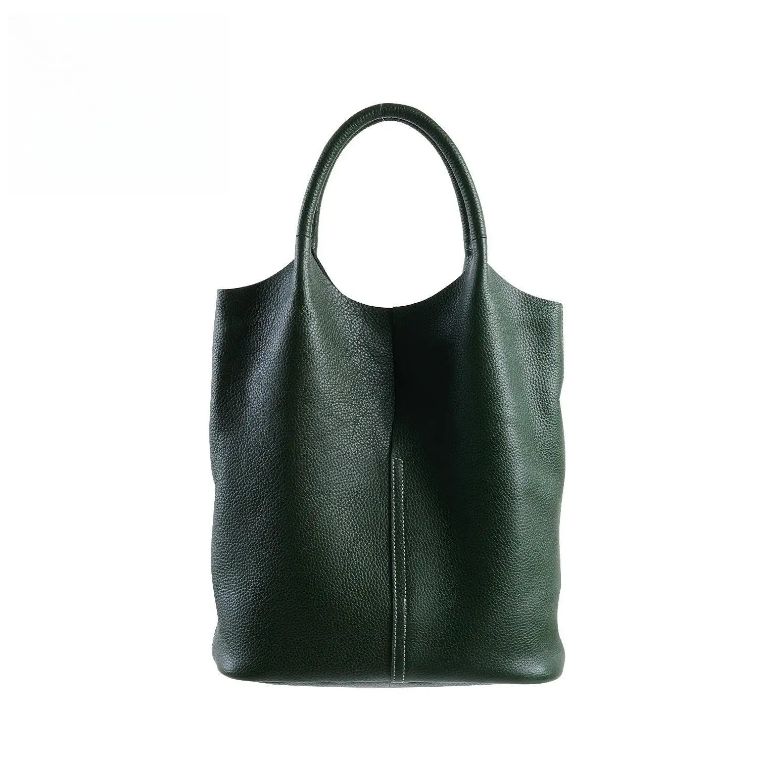 Women Top-Grain Cowhide Vertical Tote Bag Detachable Zipper Pouch Large Soft Handheld Bag For Office Commute