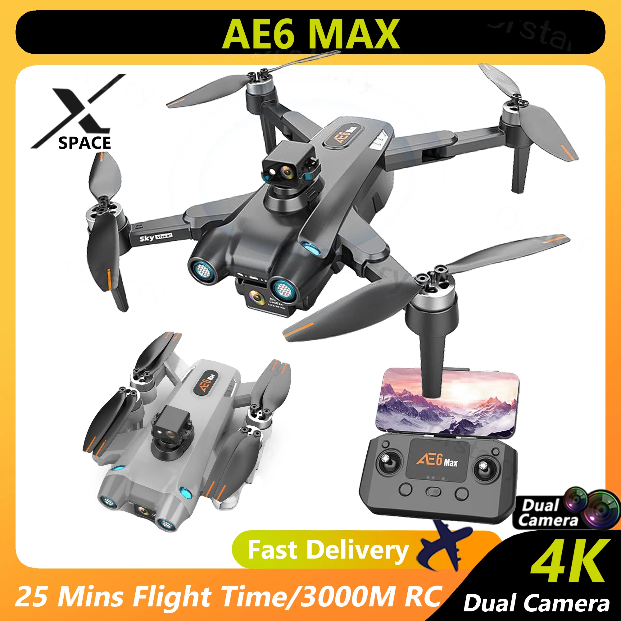 

Drone AE6 MAX Professional FPV 4K Dual Camrea 5G WiFi 3KM Brushless GPS Quadcopter Helicopter Obstacle Avoidance Drone RC Toys