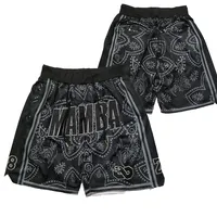 Basketball shorts Mamba Flower Four pockets Sewing embroidery Outdoor sports Beach pants high quality New style Black Purple