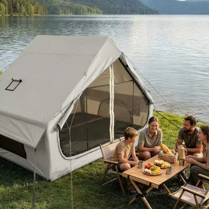 6.3 Flat Inflatable Ridge Tent, Outdoor Shading And Sun Protection Camping Tent Portable Family Camp Tent