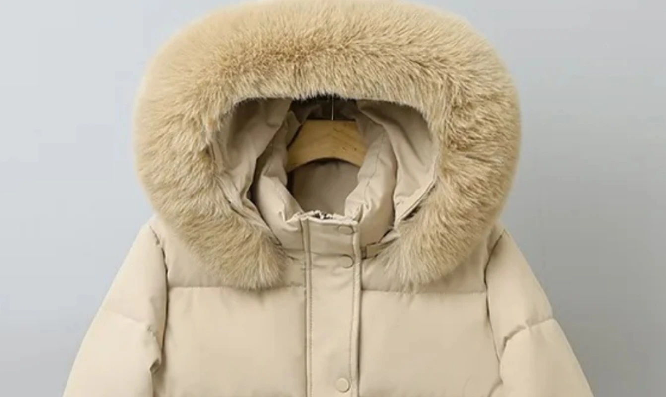 معطف شتوي من القطن بياقة كبيرة للنساء على الطراز الكوري مع قلنسوة وسميكة ودافئة وقصيرة مبطنة ملابس فضفاضة مبطنة #2