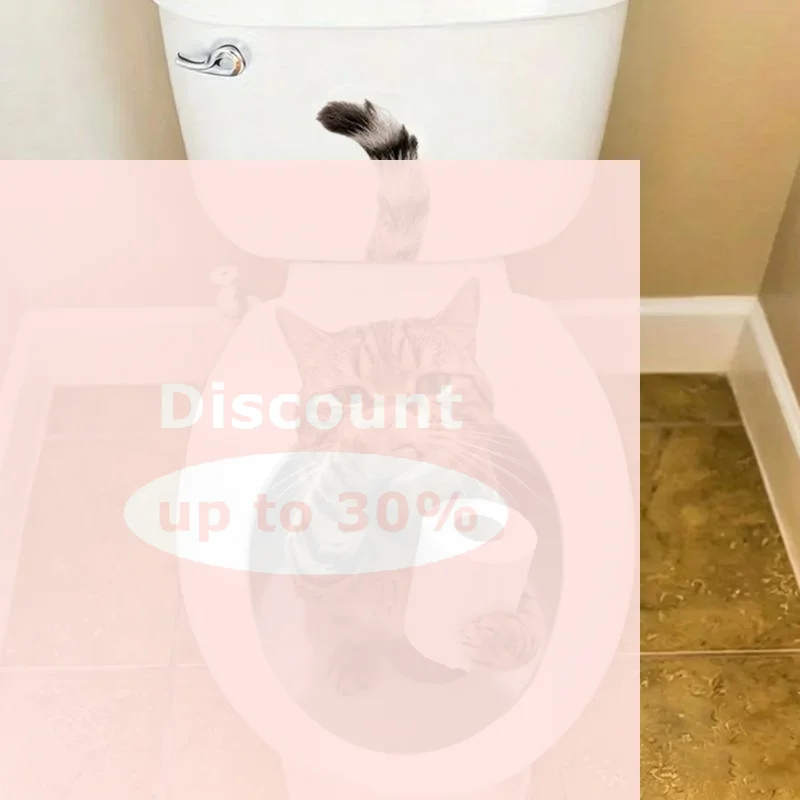 [Creative Funny Cat Toilet Sticker Nose Covering Design Waterproof Peel & Stick Decal for Bathroom Home Wall Decor]