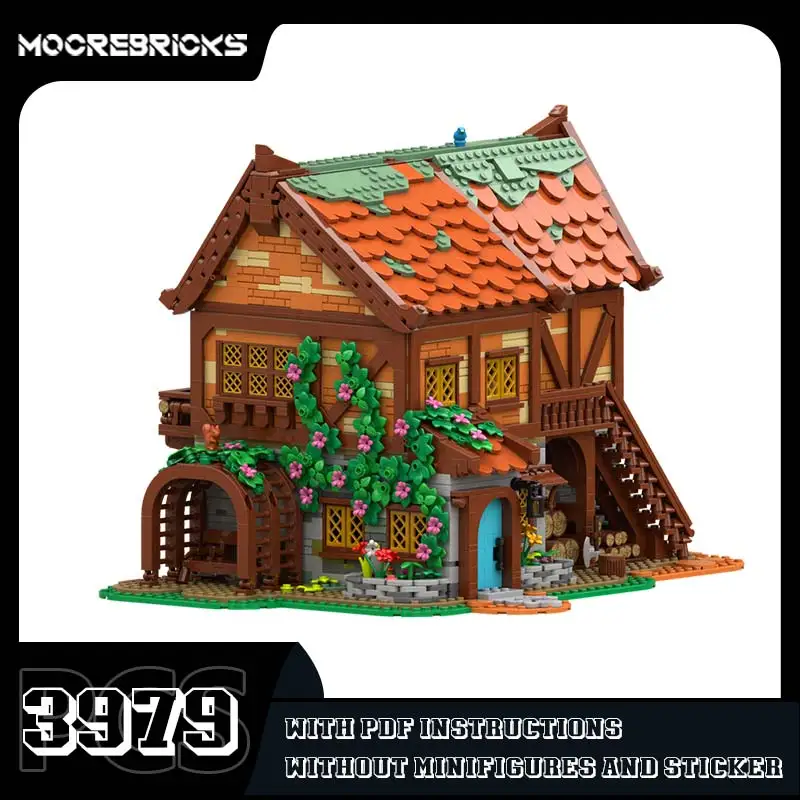 Beliebte mittelalter liche Dörfer Modell kleine Partikel Ziegel MOC-189669 Haus Street View Baustein Spielzeug Kinder Weihnachts geschenk