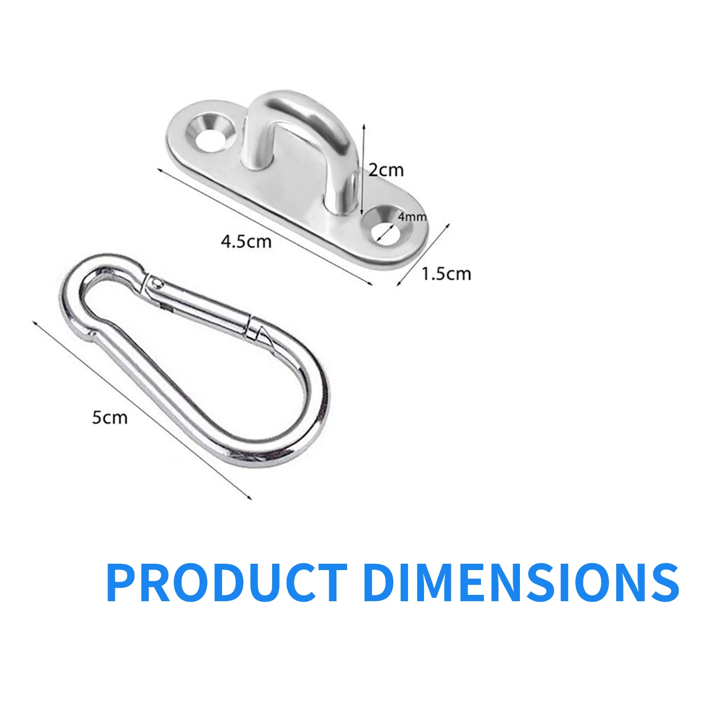 Picture 3: 6 M5 304 stainless steel rectangular eye pads and 6 climbing buckles, marine hardware staple rings for hanging hammocks, deck ro