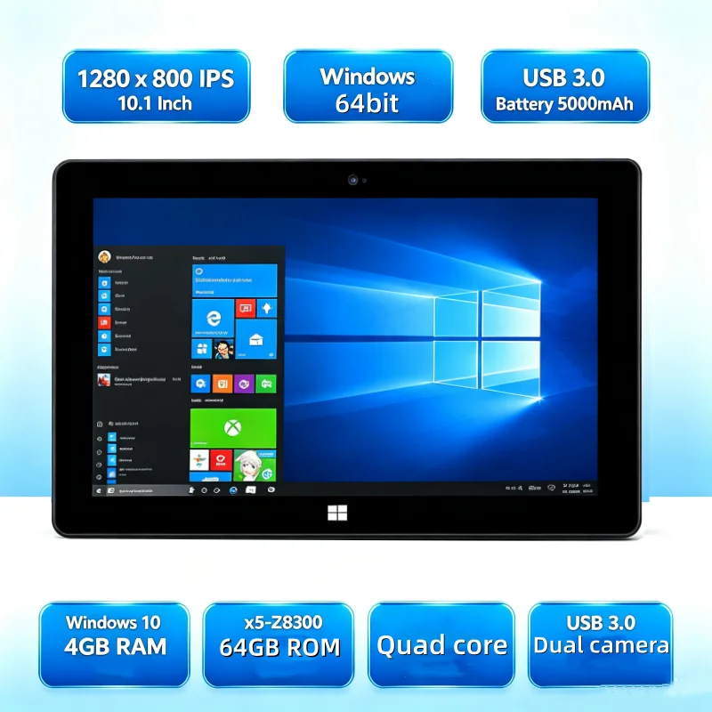 New Sales 64 Bit 10.1 Inch Tablet PC 4GB RAM 64GB ROM Windows 10 with Keyboard AR40 HDMI-Compatible 1920*1200 WIFI