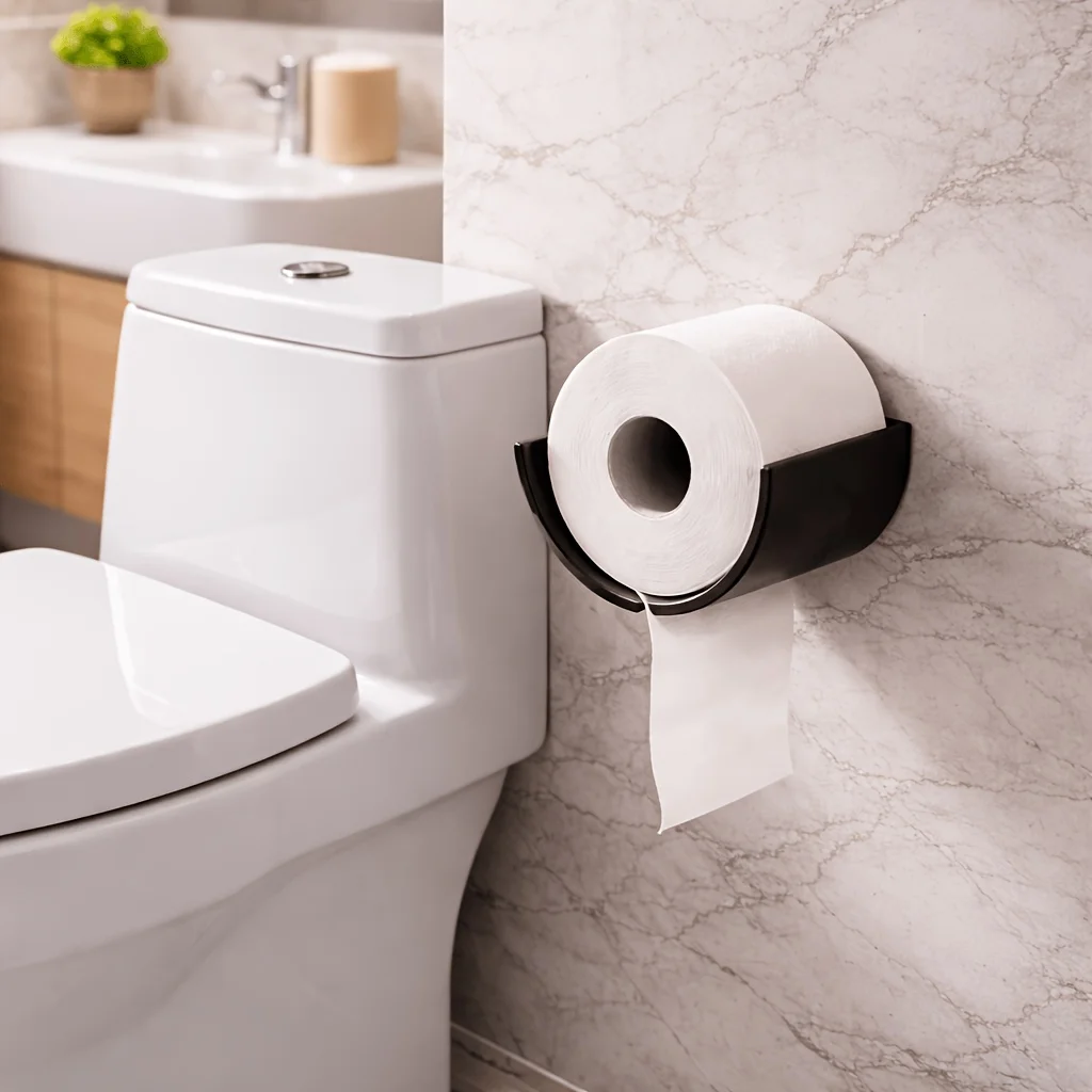 No Drilling Wall Mount 3D Printed Multifunctional Paper Roll Holder Bathroom Toilet Tissue & Kitchen Towel Storage Organizer