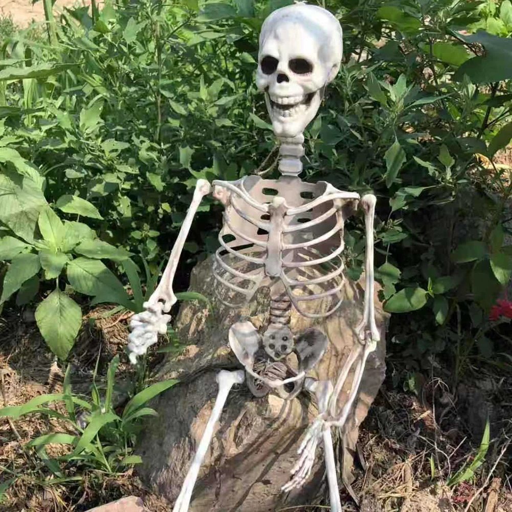 هيكل عظمي على شكل بشري للهالوين، هيكل عظمي يمكن وضعه، عظام على شكل بشري، زينة الهالوين، دعائم رعب للمنزل المسكون 90/170 سم
