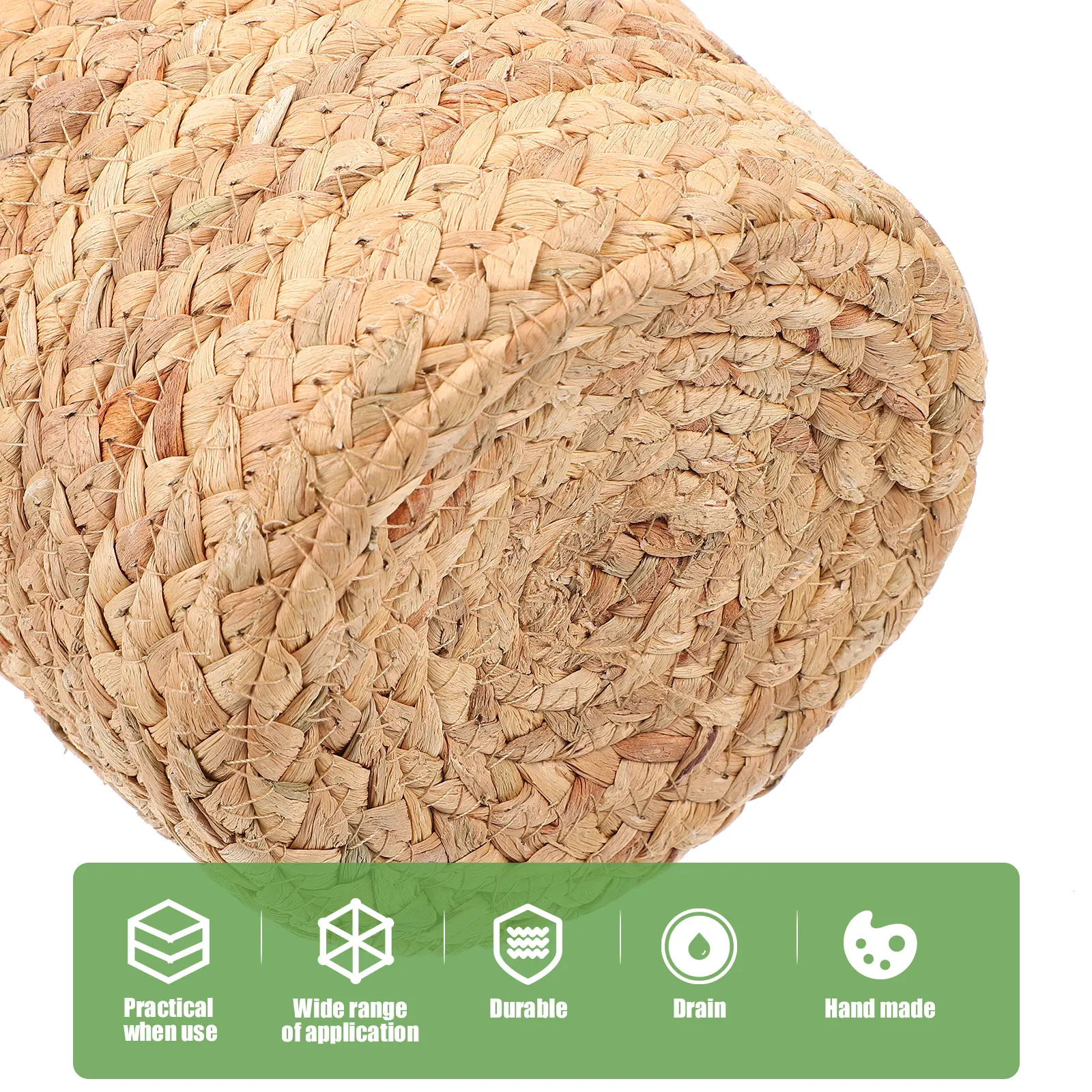 

Seagrass Storage Basket H woven Natural Straw Small Size Lid Wicker Plant Decor Home Office Bedroom Bathroom ganizer