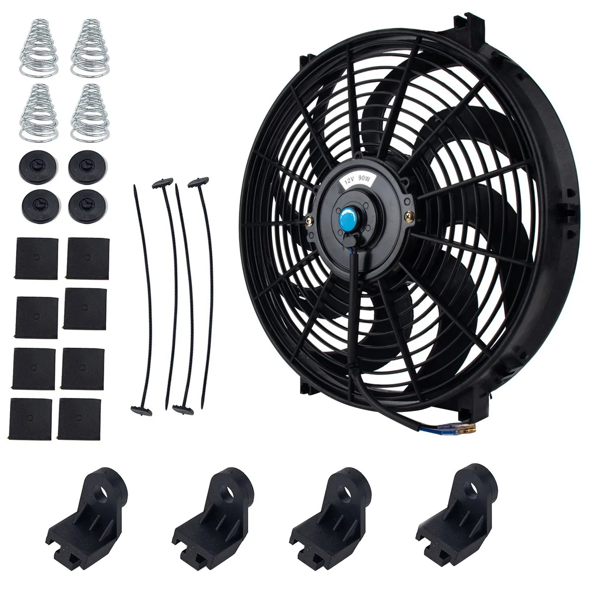 

Universal High Performance 12V Slim Electric Cooling Radiator Fan with Fan Mounting Kit 14