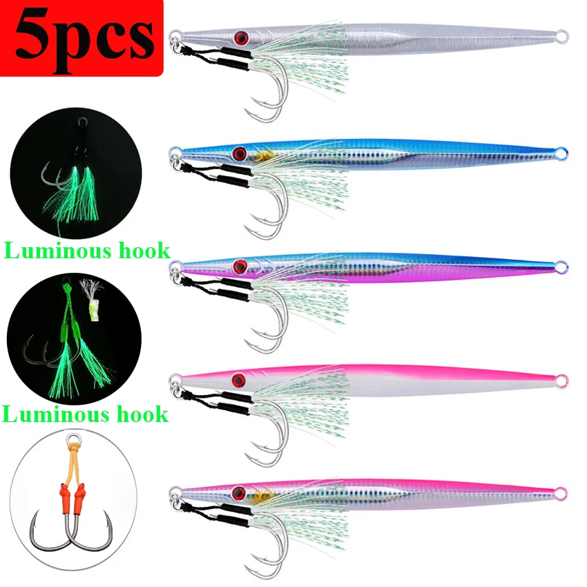 Jig metálico luminoso Slow Sinking – Largo lance para pesca en mar