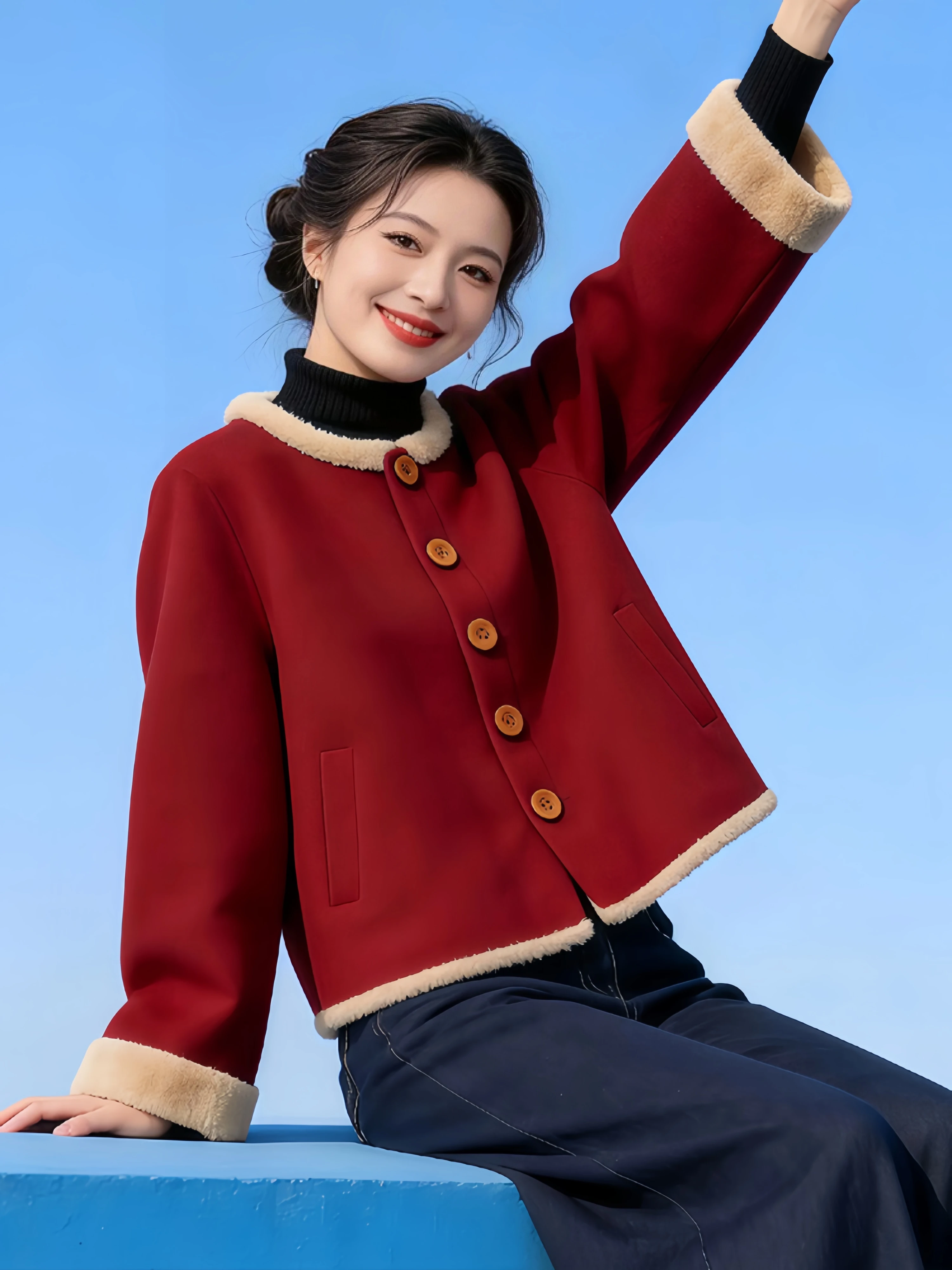 New Chinese Style Woolen Coat Women's Casual Loose Winter Top Fashionable Popular 2026 Autumn Winter Seasonal Outerwear