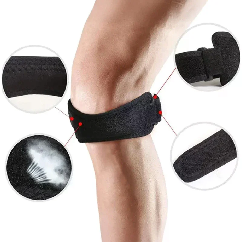 Adjustable Eva Soft Pad Knee Strap Patella Tendon Protector Running Cycling Gym Sports Knee Support Compression Wrap Unisex Pain