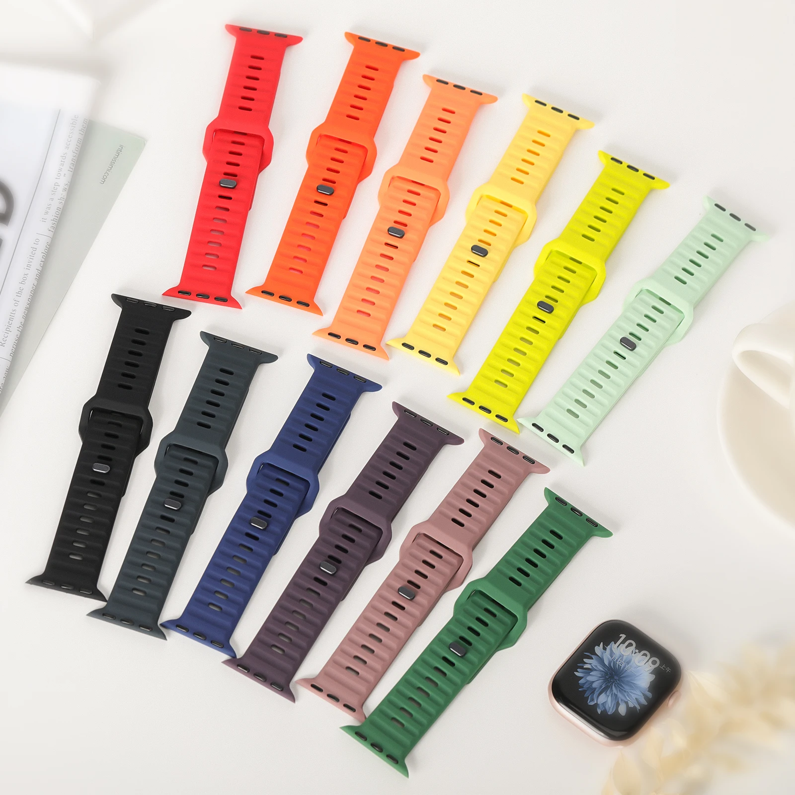 Silicone Strap For Apple Watch Bands 46mm 45mm 44mm 42mm 40mm 41mm 38mm Sport Correa Bracelet iWatch Series 12 11 10 9 SE 8 7 6 image 3