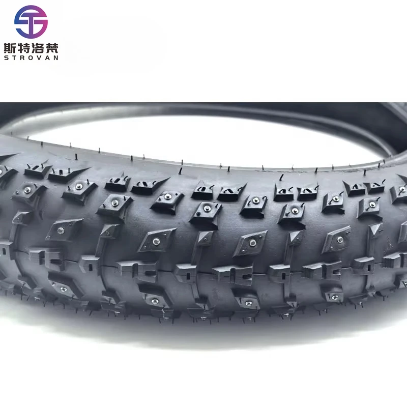 

STLF 20X4.0 Rubber Fat Snow Bike Tire Electric Bicycle Ice Fat Tyre with 198 Pcs Spikes Ebike Parts Winter Tires