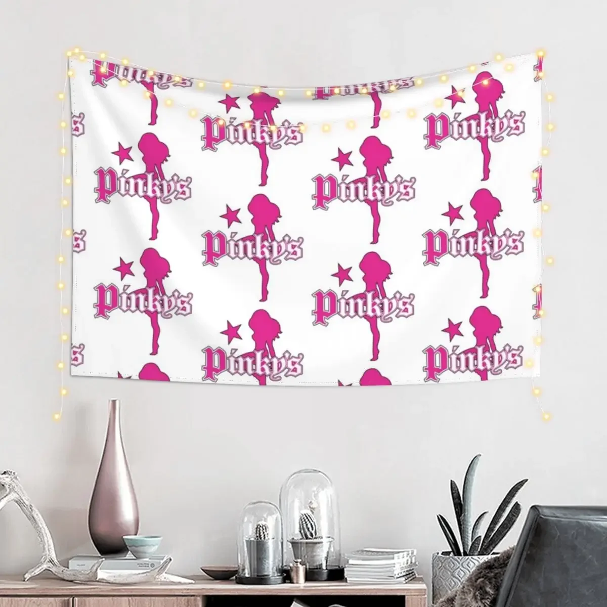 Pinky's Cabaret Bar Girl Logo Tapestry Home Decorating Aesthetic Room Decor Tapestry