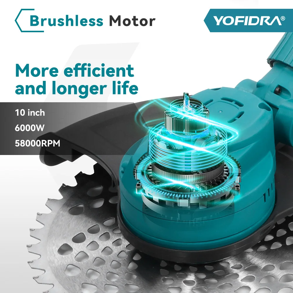 Yofidra 12000RPM Electric Folding Lawn Mower Cordless Length Adjustable Handheld Garden Power Tools For Makita 18V Battery