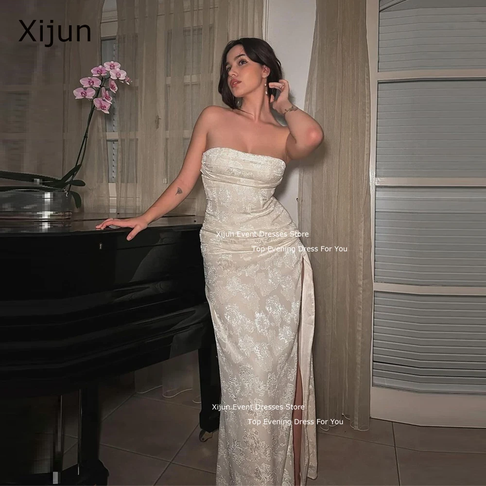 

Xijun Ivory Mermaid Eveing Dresses Sleeveless Lace Flowers Prom Dresses Sexy Floor Length Prom Gown 2024 For Women Saudi Arabric