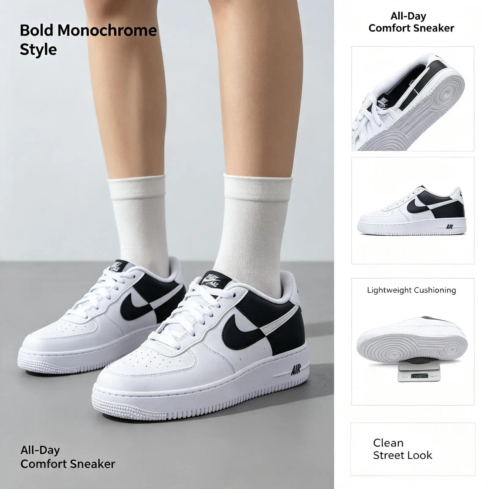 Nike 2026 Women's Air Force 1 (Gs) Sports Shoes, Trendy And Fashionable, Cushioning, Wear-Resistant, Casual Sneakers HF9096-100