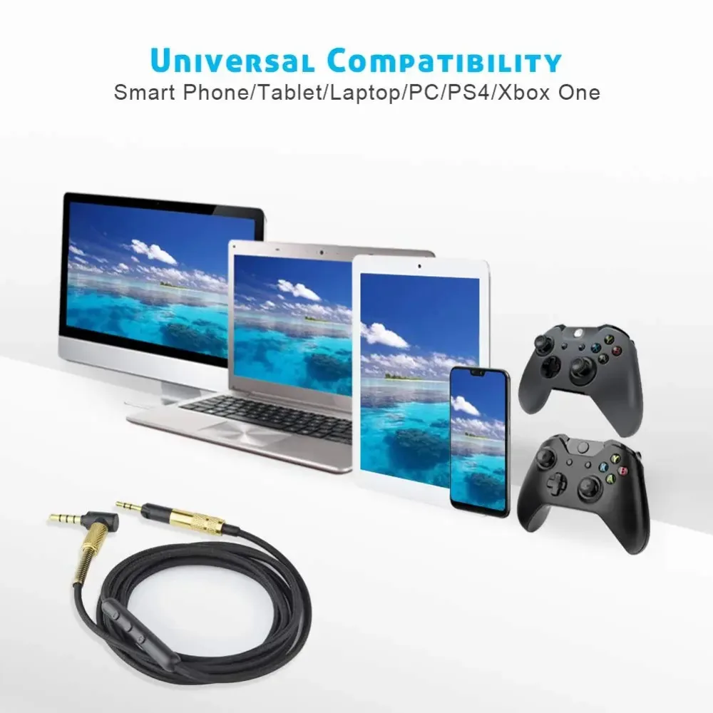 Cabo de extensão do cabo de substituição ofc para o áudio technica ATH-M70X ATH-M60X ATH-M50X ATH-M40X ath m70x m60x m50x m40x fones de ouvido