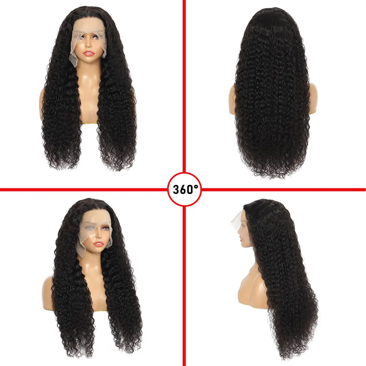 13x4 13x6 HD Lace Front Curly Wigs Brazilian Human Hair 30 40 Inch Multiple Length Loose Deep Water Wave Texture Soft Bouncy Styling Wigs