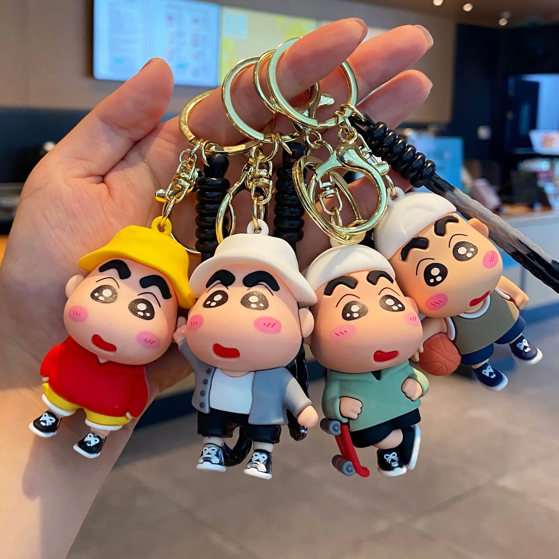

Cartoon Crayon Shin-chan Silica Gel Keychain Buckle Creative Backpack Pendant Comic Ornaments Key Cute Gifts For Boys And Girls
