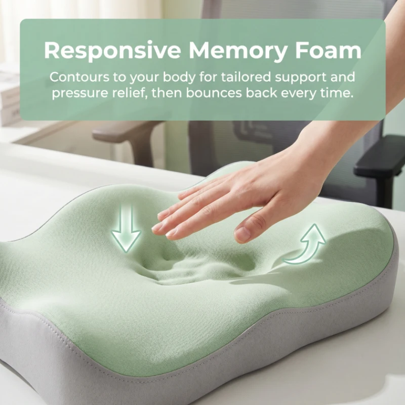 2 Cojines Ortopédicos de Espuma Viscoelástica Antideslizantes para Alivio del Dolor de Coxis y Ciática, Soporte Confortable para Asiento de Oficina y Coche