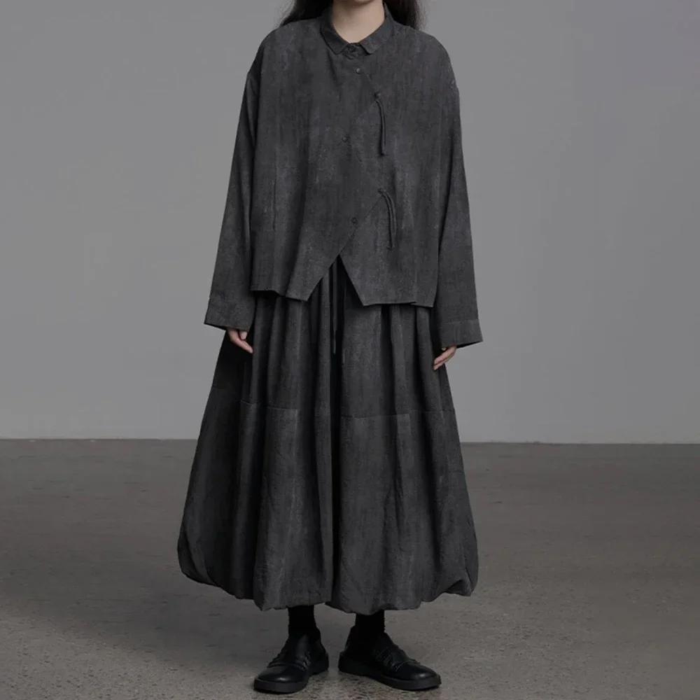 Осень-зима, мужская модная ниша для поездок на работу, против морщин, юбка с бутоном цветка, плиссированная черная юбка трапециевидной формы с высокой талией, унисекс