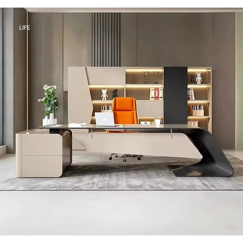 L shaped Luxury Modern Executive Office Desk Furniture Desk Italianoffice Table and Chair Set Modern Design boss Desk Luxury