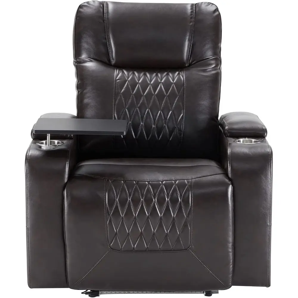 

Electric Recliner with USB Port, Storage, Cup Holders, and Swivel Tray, Black