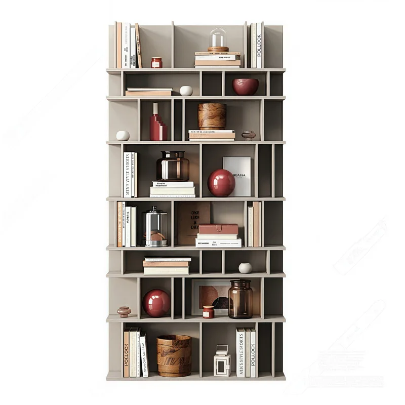 Italian minimalist paint bookshelf, floor rack, living room wall storage rack, household display cabinet