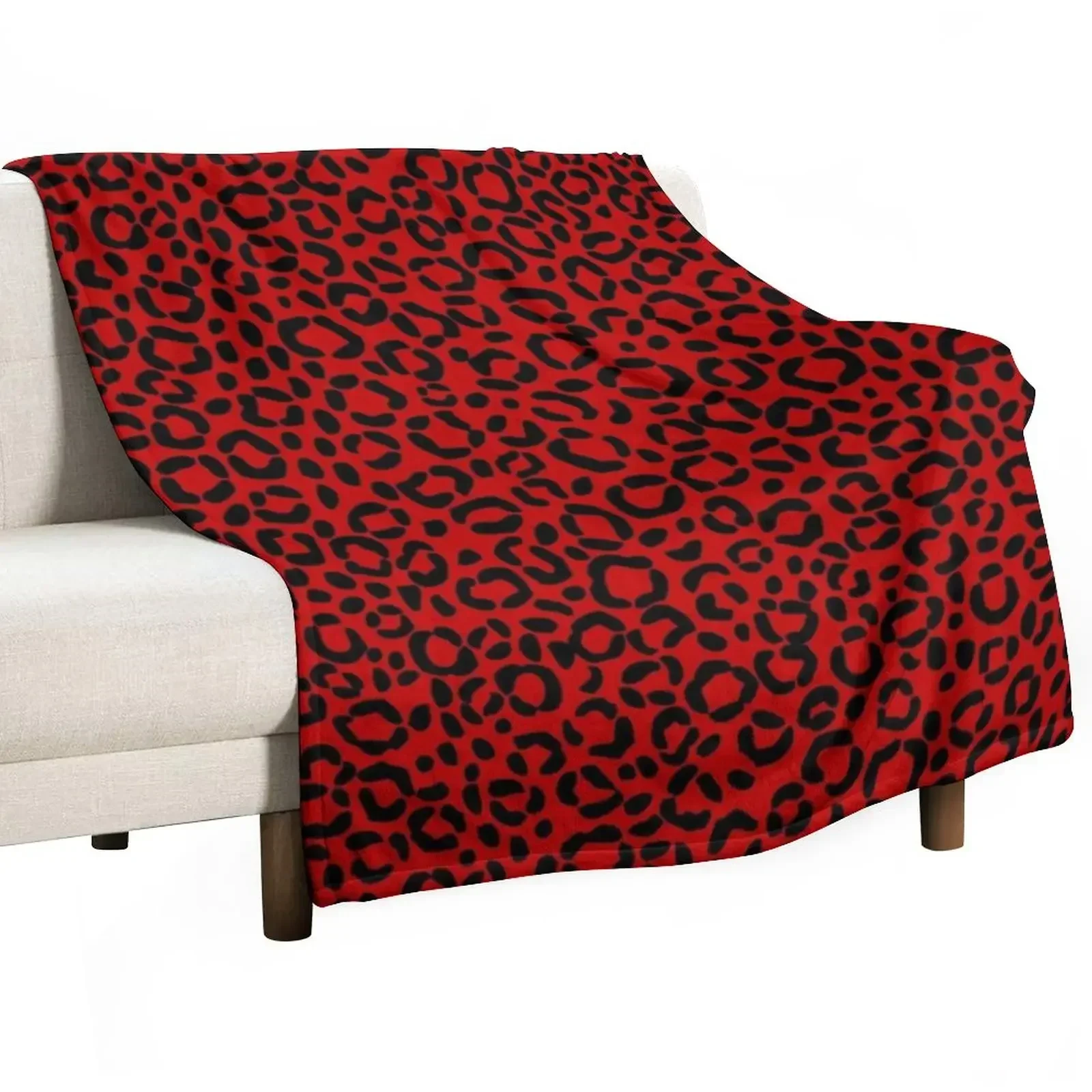 Sassy Red and Black Leopard Print Pattern Design Throw Blanket Multi-Purpose Polar Baby Bed covers Blankets