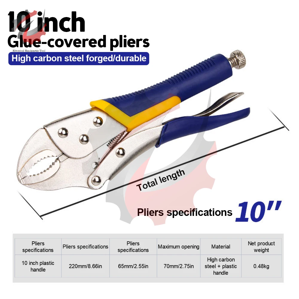 9 Inch 10Inch Curved Jaw Locking Pliers with Wire Cutter & Grip Straight Jaw Locking Pliers Long Nose Locking Pliers