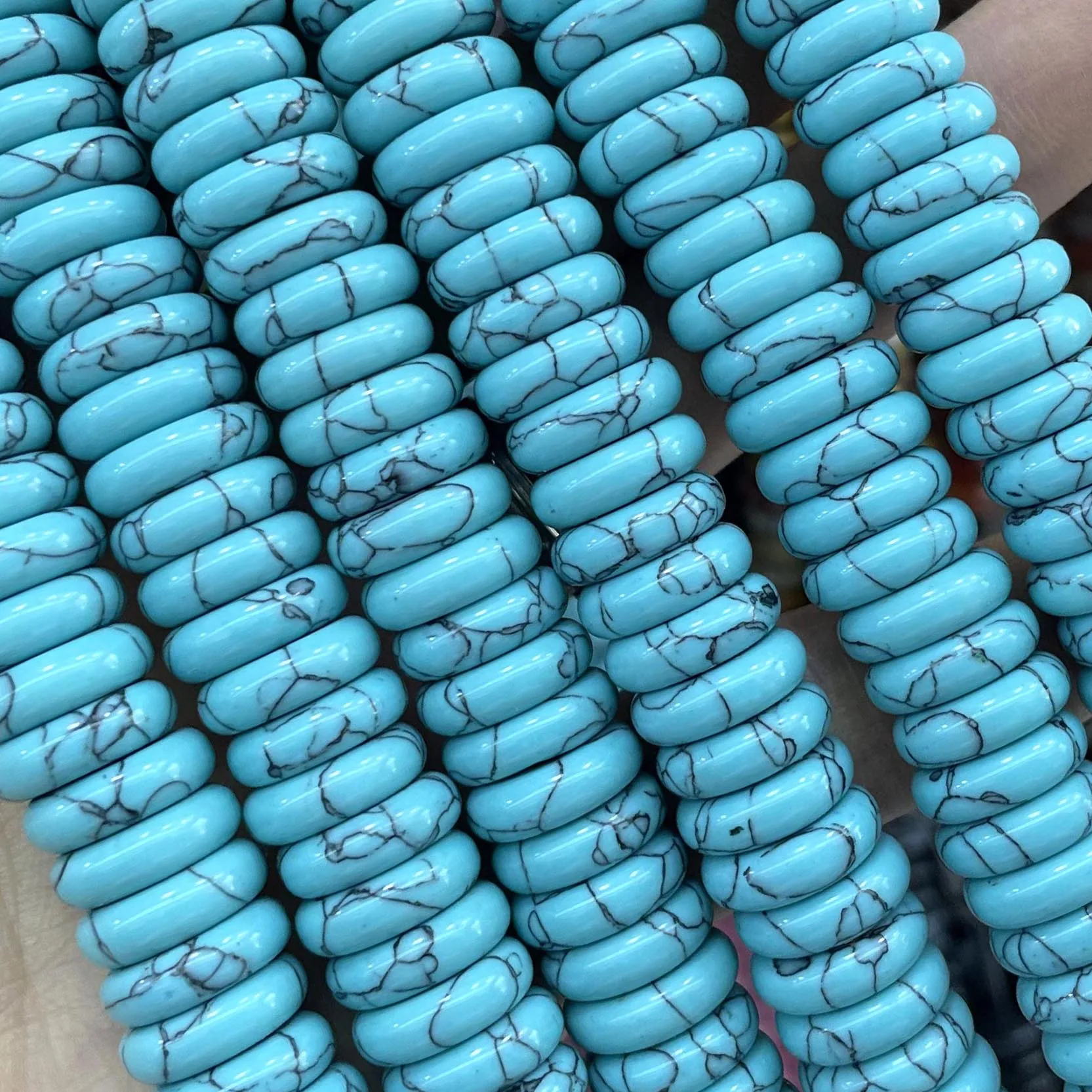 Naturstein-Rondelle, 7 Chakra-Quarz, Jaspis, Achate, Türkise, flache, runde Abstandsperlen für die Schmuckherstellung, DIY-Armband, Halskette – Detail 5